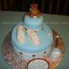 mod blue and brown bootie cake