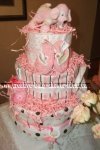 pink stripes and dots diaper cake