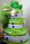 frog diaper cake with lots of frogs