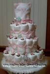elegant pink and white pearls and roses diaper cake