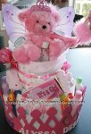 pink princess teddy bear diaper cake