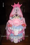 pink princess crown diaper cake