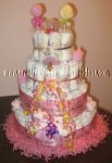 pink washcloth lollipop princess castle diaper cake