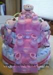 pink teddy bear princess diaper cake