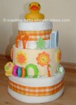 orange plaid duck diaper cake
