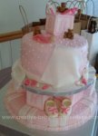 pink blanket tier blocks cake