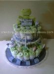 frog diaper cake with I love mommy onesie