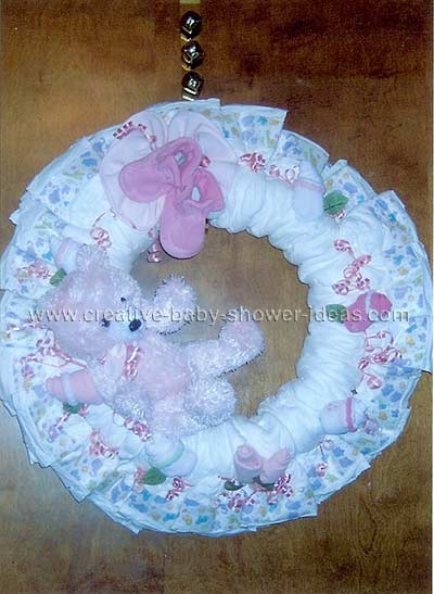 pink teddy bear diaper wreath