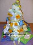 teddy bear and flowers diaper cake