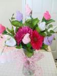 pink daisy and sock rose bouquet