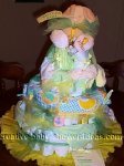pink and yellow bunny diaper cake