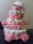pink teddy bear diaper cake