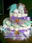 Purple and Blue Pooh Bear Booties diaper cake
