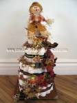 scarecrow and fall leaves diaper cake
