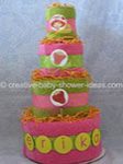 pink and green strawberry shortcake towel cake
