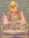 pink castle and duck diaper cake