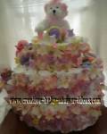 pink bear valentine flowers diaper cake