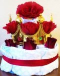 princess crown diaper cake with red roses