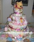 pink colorful winnie the pooh diaper cake