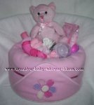 pink bear diaper cake