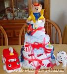 red and white fireman diaper cake