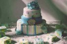 blue stripes and polka dots baby blocks cake