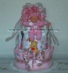 pink baby doll diaper cake