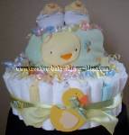 yellow and green duck diaper cake