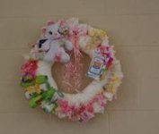 white kitty diaper wreath