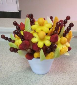 side viwe of edible fruit bouquet