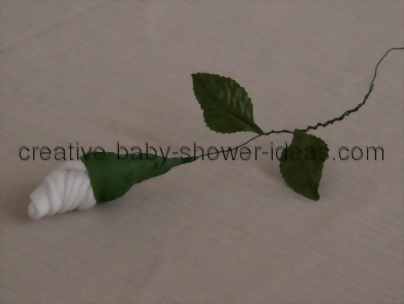 adding leaves to sock rose stem