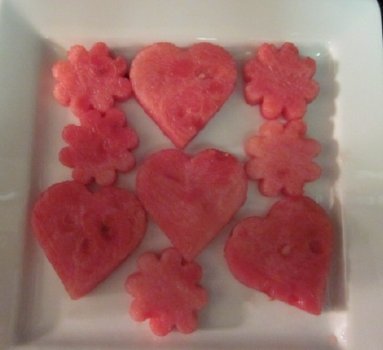heart and flower watermelon shapes