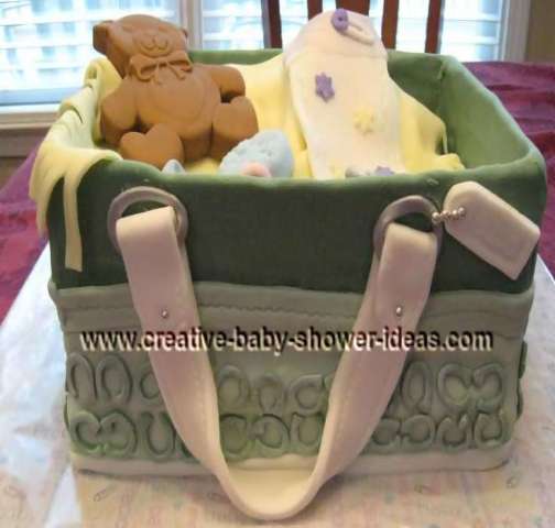 green diaper bag purse cake