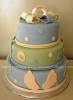 blue and green footprint baby cake