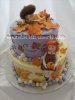 autumn baby shower cake with fondant flowers acorns sleeping baby and little girl