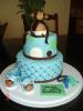 elegant blue mod monkey polka dot cake