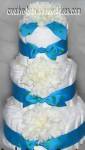 blue and white carnation diaper cake