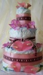 mod pink and chocolate diaper cake