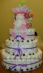 purple roses bunny diaper cake