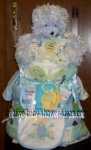 soft blue bear diaper cake