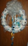 silver and blue diaper wreath