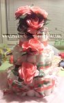 peach and plaid roses diaper cake