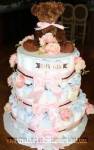 boutique bear diaper cake with pink roses
