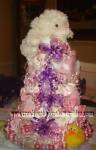 purple and pink lamb diaper cake