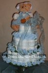 bear and blue flowers diaper cake