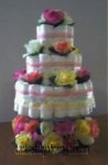 pink and yellow roses diaper cake
