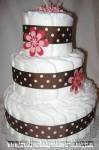 polka dot mod diaper cake with flowers