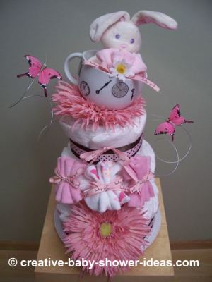 alice and wonderland diaper cake