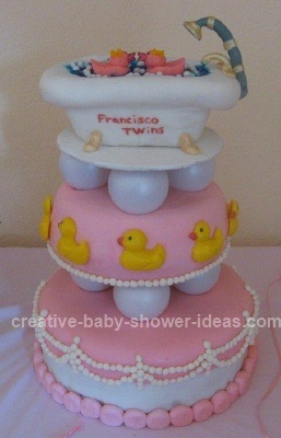Pink Rubber Ducky Baby Bathtub Cake
