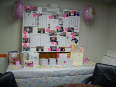 blocks baby cake on baby shower table